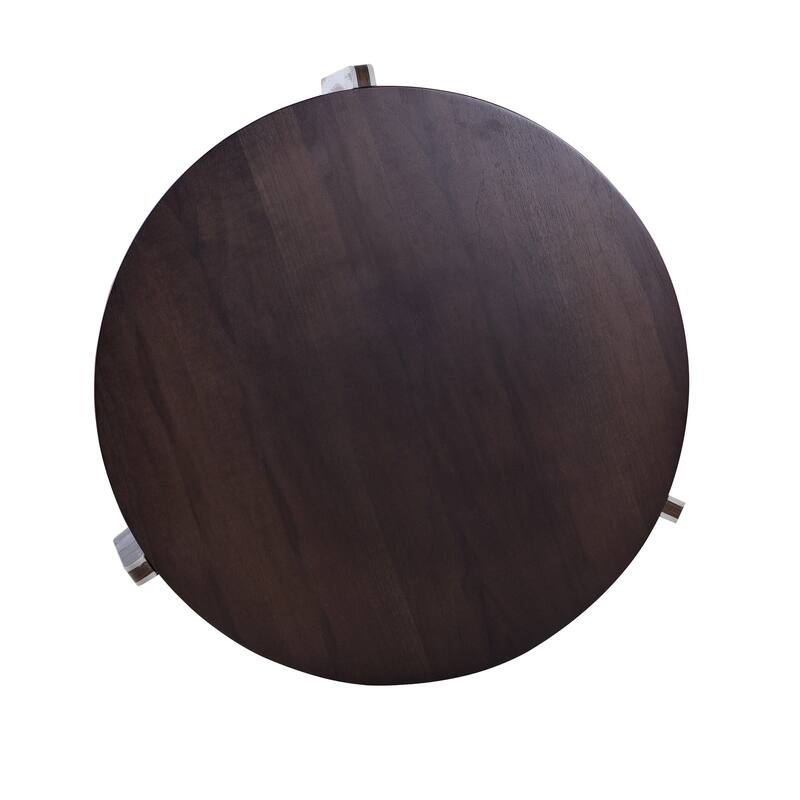 Round Nesting Coffee Table Set of 2, Sintered Stone Top Nesting Tables with Metal Frame, Modern Accent Side Table Set