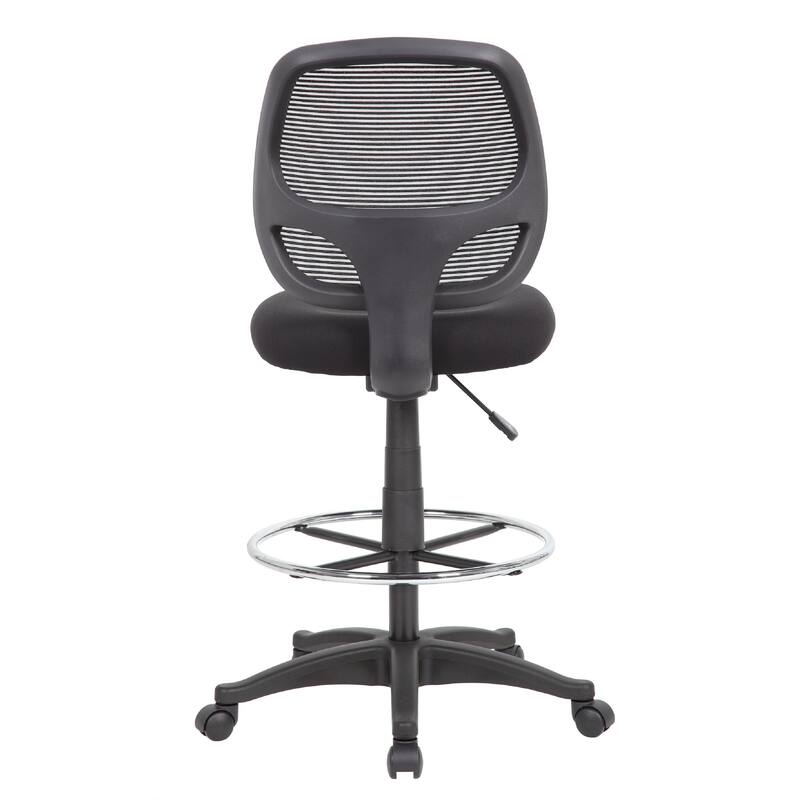 Lem Swivel Office Stool, Chrome Footring, Black Mesh Back, Rolling