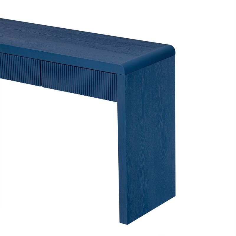 Rustic Console Table with 3 Fluted Drawers