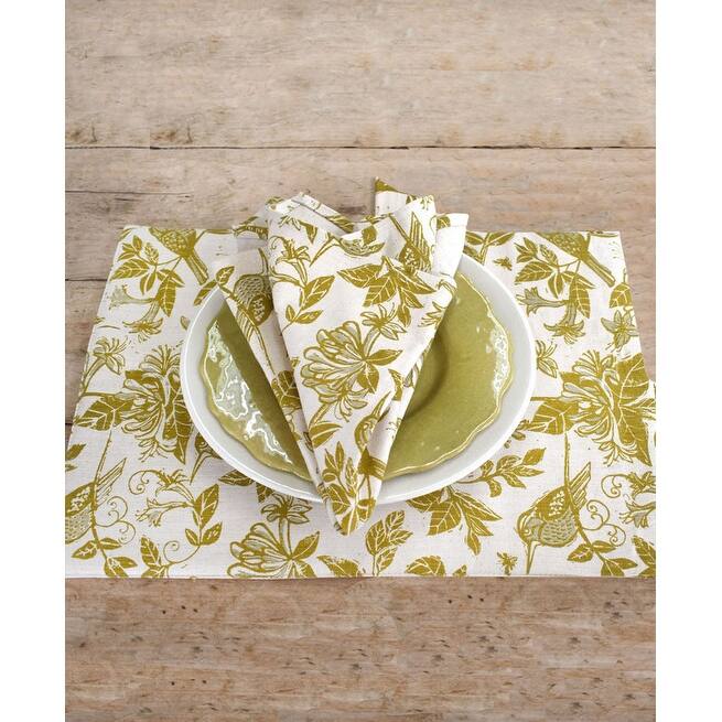 French Home Set of 4 Honeysuckle Placemats - Chartreuse