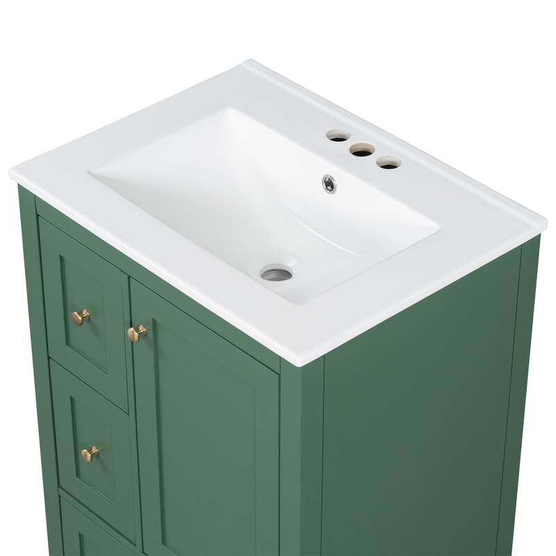 24-Inch Bathroom Vanity with Storage, Adjustable Shelf