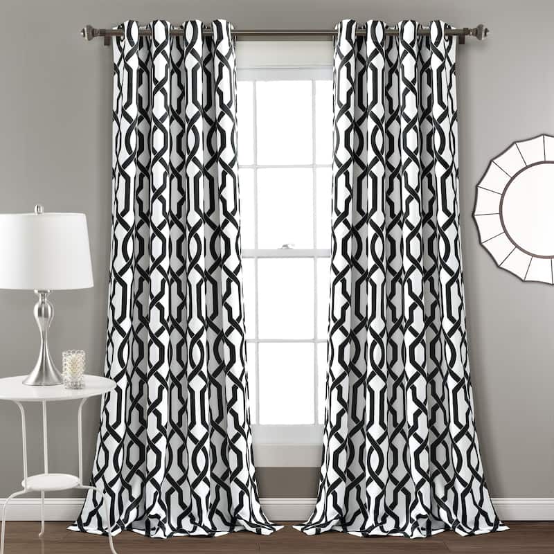 Lush Decor Edward Moroccan Room-darkening Curtain Panel Pair - 52"w x 95"l - White & Black