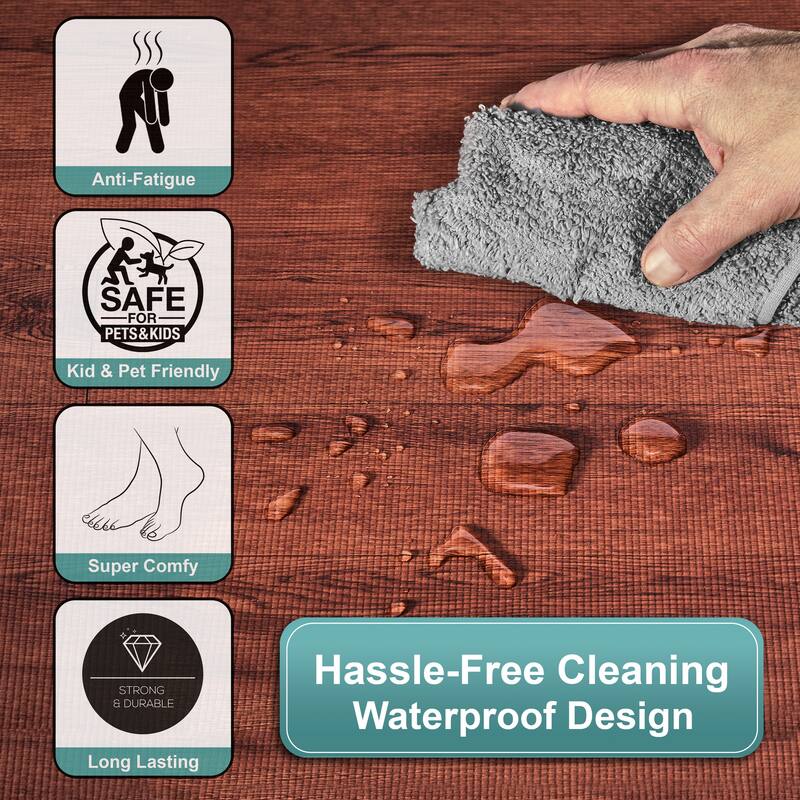 Sorbus 80 Sq. Ft. Wood Grain Floor Tiles Foam Mat EVA Interlocking Mats Tile 3/8-Inch Thick Flooring Wood Puzzle Exercise Mats