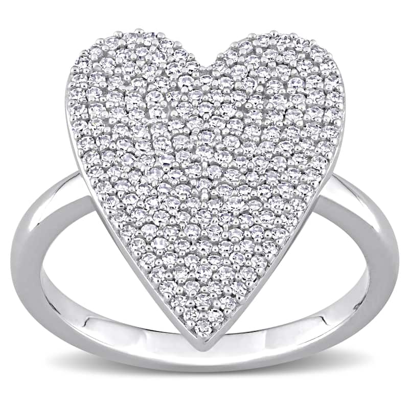 Miadora 3/5ct TDW Diamond Clustered Heart Ring in 10k White Gold