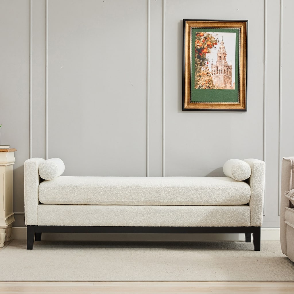 66.34"W Elegant Upholstered Bench with Pillows for End of Bed, Bedroom, Living Room