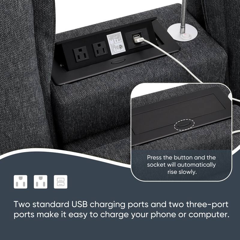 Cloud Sectional Sofa wConsole, USB, Reading Light, Cup Holder, Ottoman