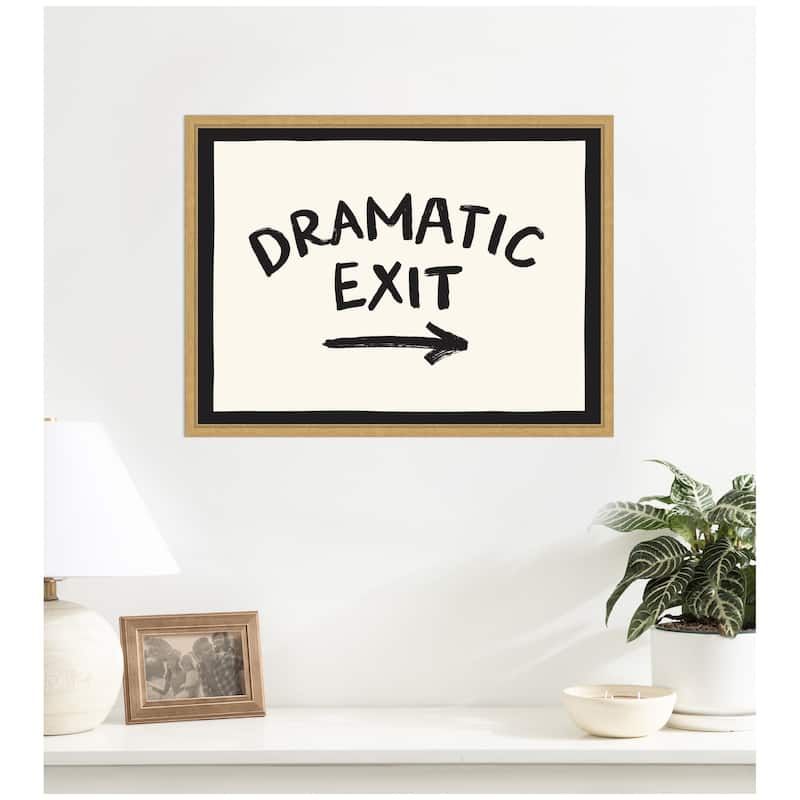 Kate and Laurel Dramatic Exit Entryway Sign by Lucky Guava Framed Canvas Wall Art Print