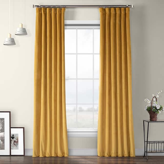 Exclusive Fabrics Heritage Plush Velvet Sing Curtain (1 Panel) - Aztec Gold - 50 X 96