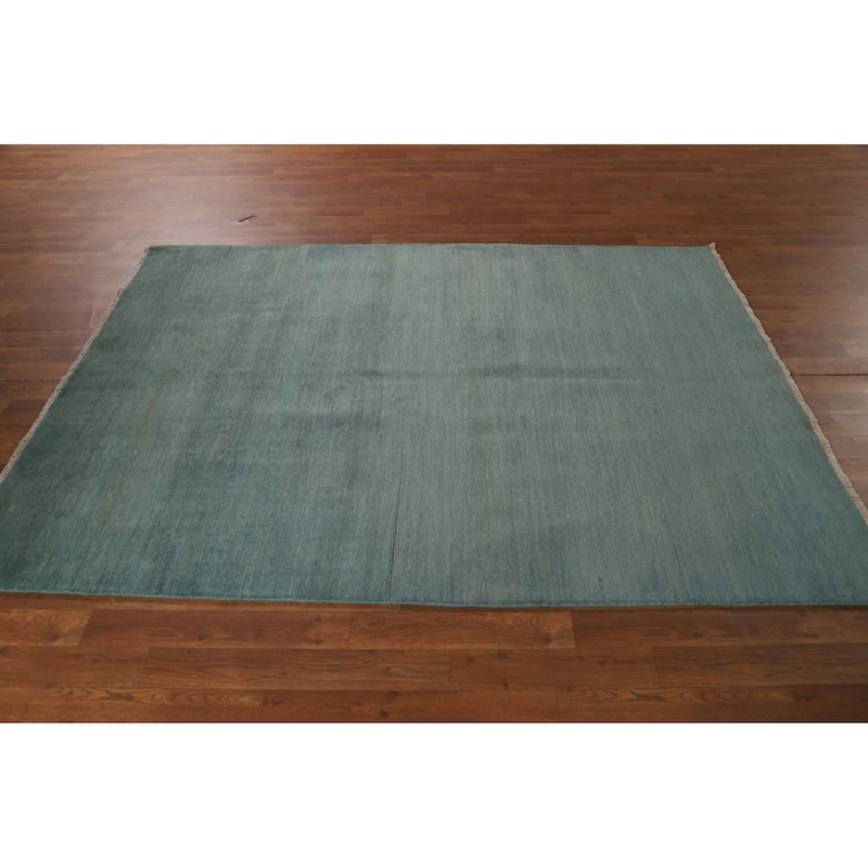 Aqua Blue & Green Modern Gabbeh Oriental Area Rug Handmade Wool Carpet - 4'10" x 6'10"