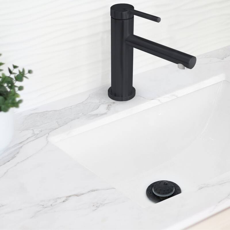 STYLISH Single Handle Modern Bathroom Basin Sink Faucet in Stainless Steel - Faucet Height: 6 3/8" Spout Height: 3 7/8"