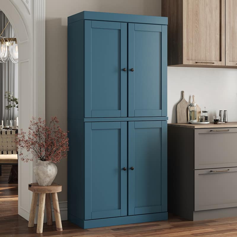 Palace Imports 100% Solid Wood Pantry Cabinet, Shaker Doors, 2 Drawers, Adjustable Shelves, 32" Wide, 71.5" Tall