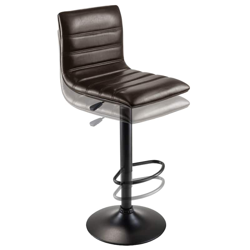 43.75" Holly Air Lift Adjustable Swivel Bar Stool with L-Back Design