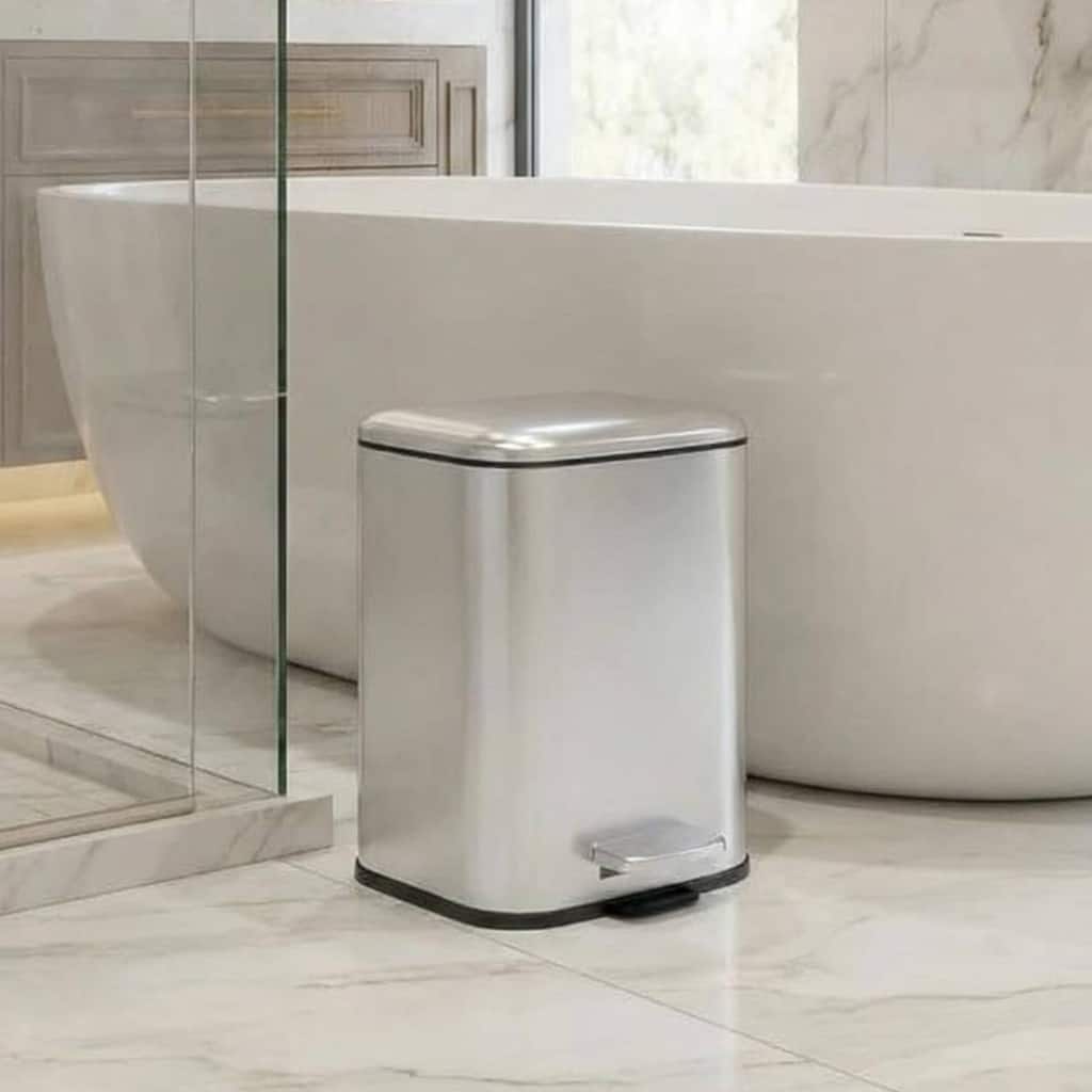1.3 Gal Fingerprint-Proof Step Rubbish Bin, Trash Can for Bathroom, Kitchen