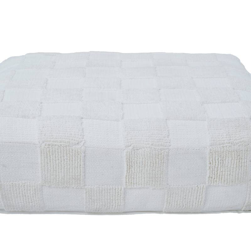 Renwil Persona Indoor 100% Cotton Floor Pouf, Ivory