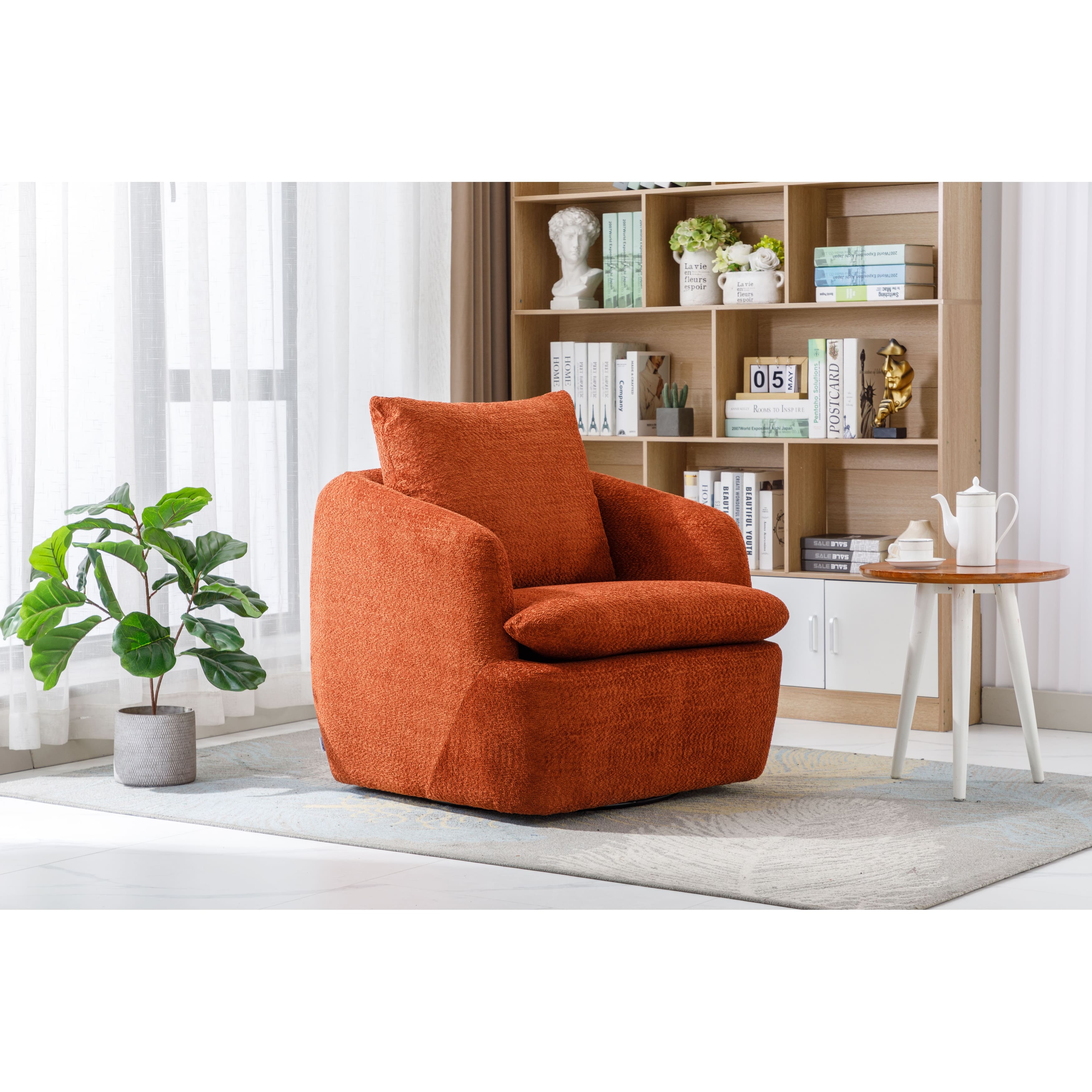 Swivel Barrel Sofa Accent Chairs Round Armchair Living Room Chairs with
