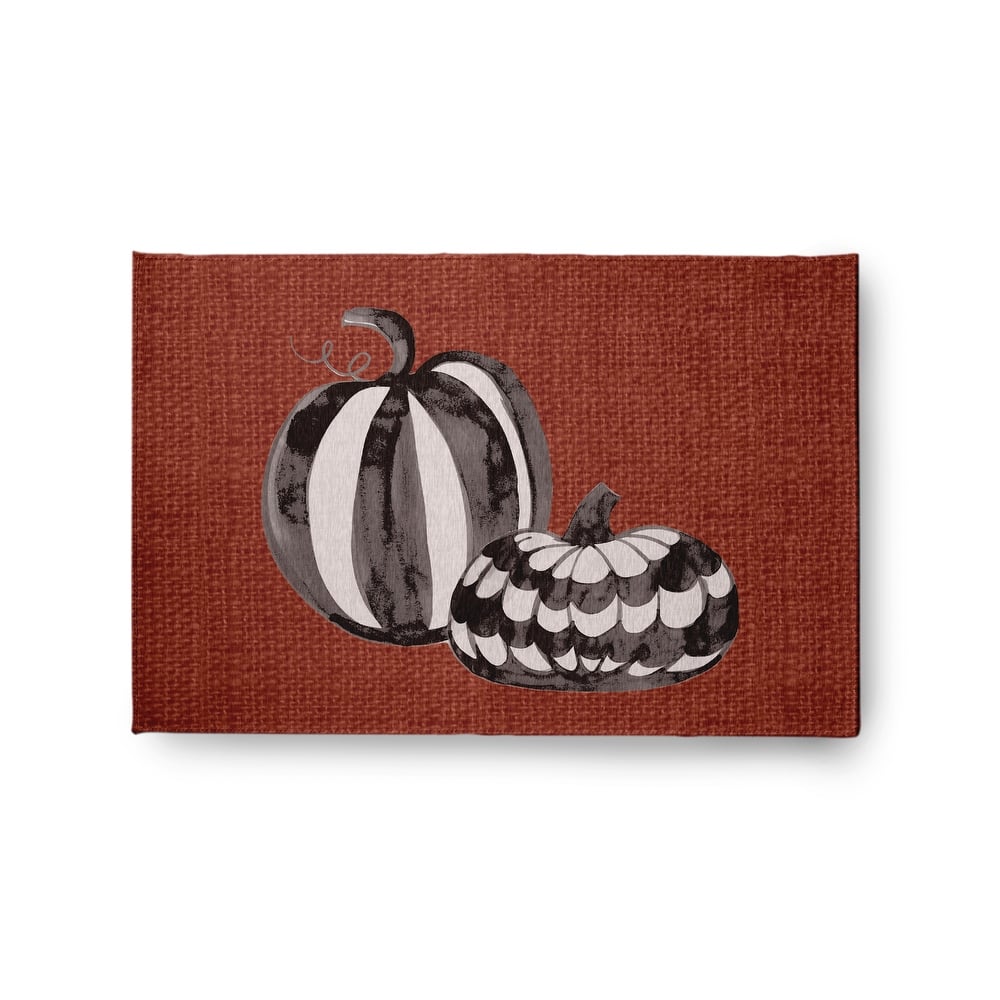 Pumpkin Duo Fall Design Chenille Area Rug