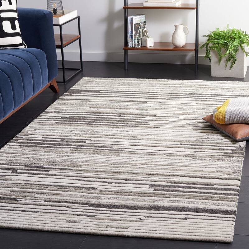 SAFAVIEH Handmade Fifth Avenue Zsoka Modern Stripe Wool Rug