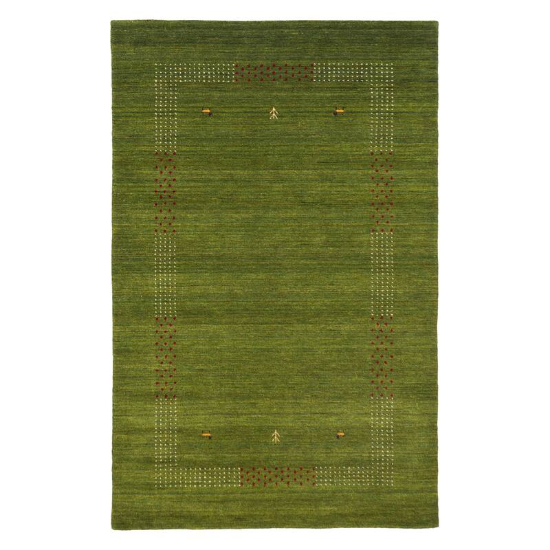 ECARPETGALLERY Hand Loomed Kashkuli Gabbeh Green Wool Rug - 5'0 x 7'11