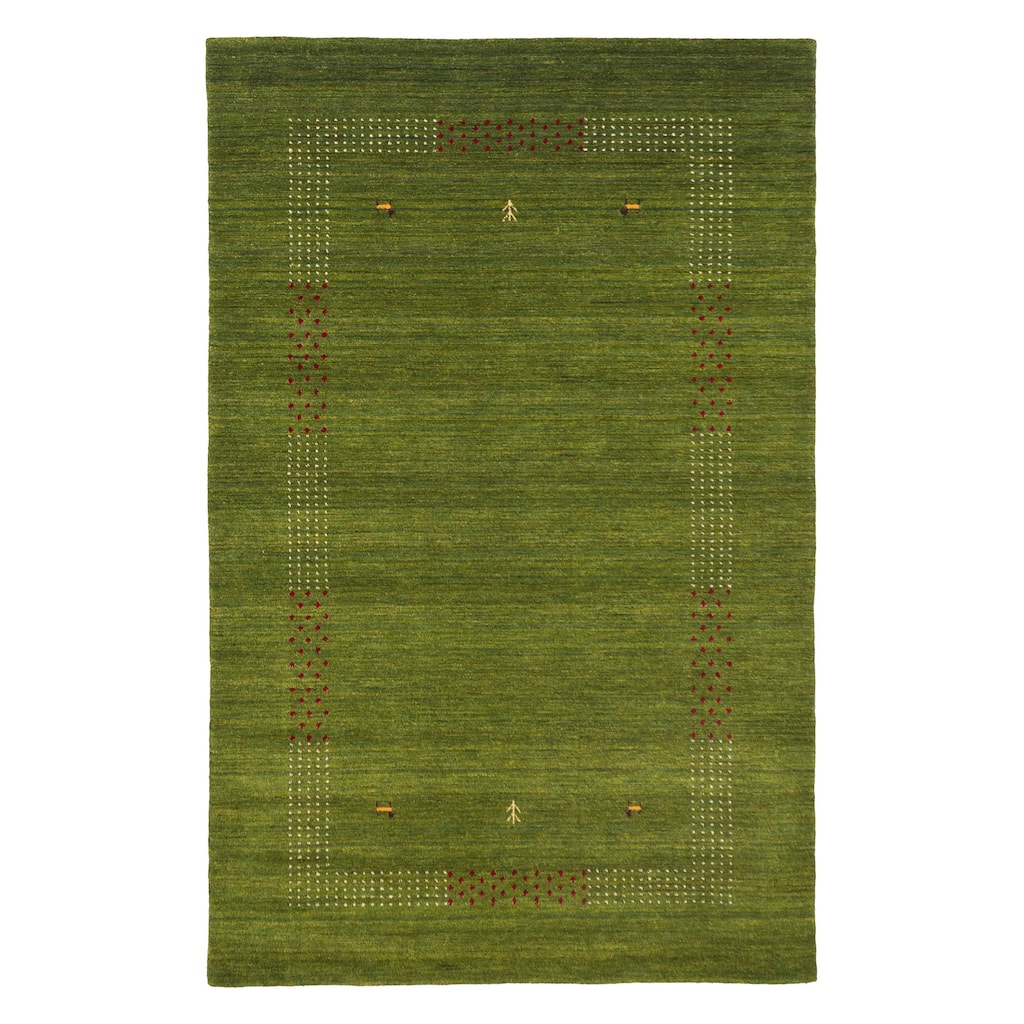 ECARPETGALLERY Hand Loomed Kashkuli Gabbeh Green Wool Rug - 5'0 x 7'11