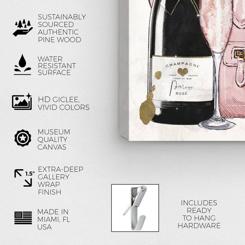 Wynwood Studio Fashion and Glam Rose All Day Shopping Bag Pink and Glam Wall Art Canvas Print