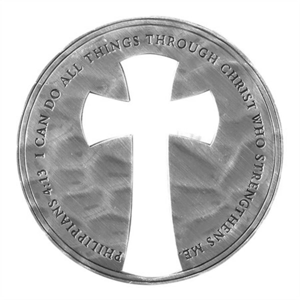 1.75" Antique Silver and Gray Philippians 4:13 Verse Printed Christian Challenge Coin - N/A