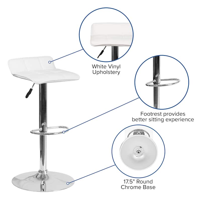Contemporary Vinyl Adjustable Height Bar Stool - 34.5 to 43"