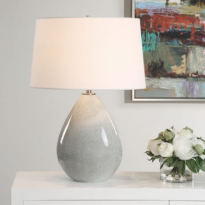 Teardrop Table Lamp with Tapered Shade - 24.25" - Gray
