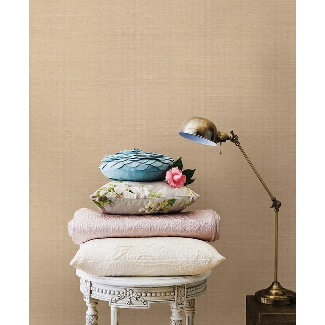 Advantage Rhona Peach Solid Grasscloth Wallpaper - 36in x 288in x 16.025in