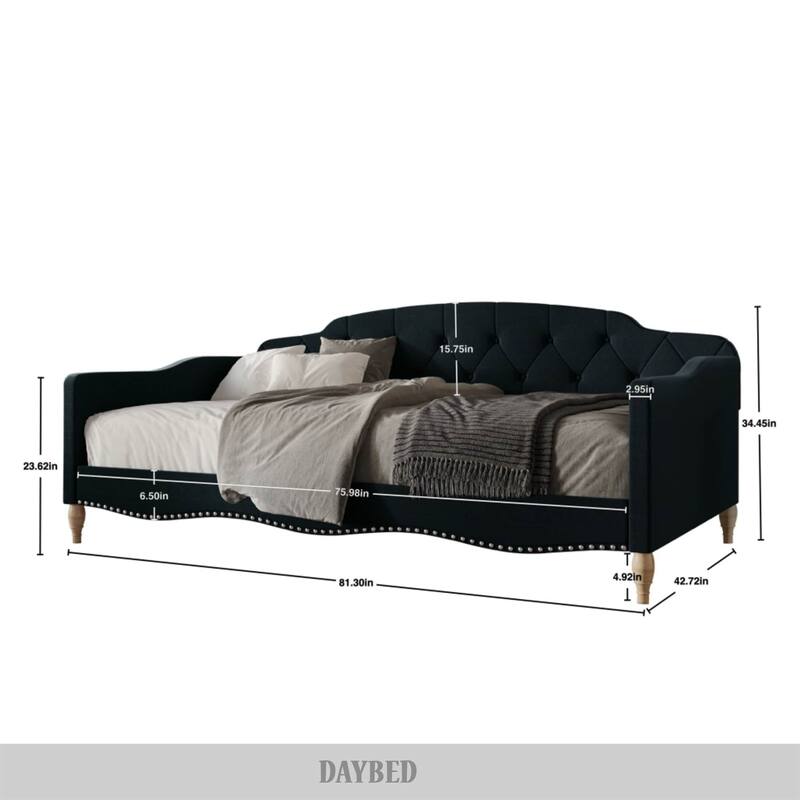 CraftPorch Modern Linen Nailhead Button Tufted Twin Daybed