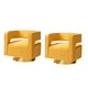 preview thumbnail 105 of 114, HULALA HOME Carisa Modern Upholstered Swivel Open-Back Barrel Chair with Golden Base