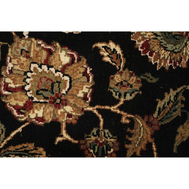 Hand Knotted Oriental 100% Wool Carpet Traditional All-Over Black Agra Area Rug - 8' 0'' X 8' 2''