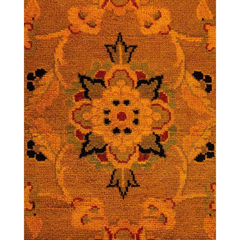 Overton Hand Knotted Wool Vintage Inspired Modern Contemporary Overdyed Orange Area Rug - 8' 1" x 9' 10"