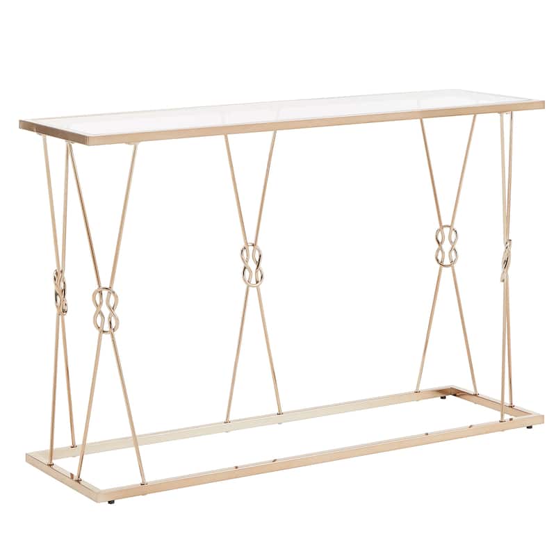 Sandiacre Champagne Gold Reef Knot Frame and Glass Sofa Table by iNSPIRE Q Bold - Gold