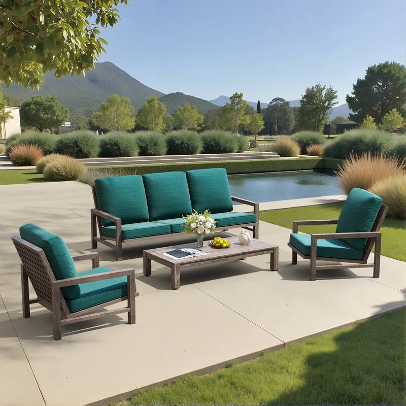 22''D x 21''W x 3.5''T Patio Fabric Outdoor Seat Cushions Set (Seat & Back)