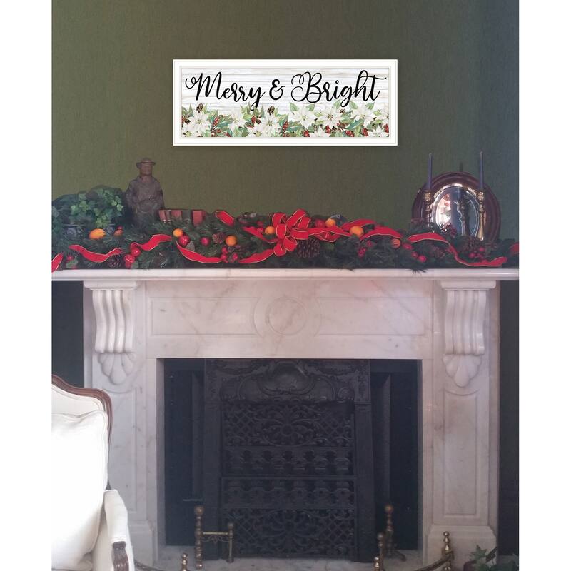 TrendyDecor4U Contemporary "Merry & Bright" Framed Print Wall Art