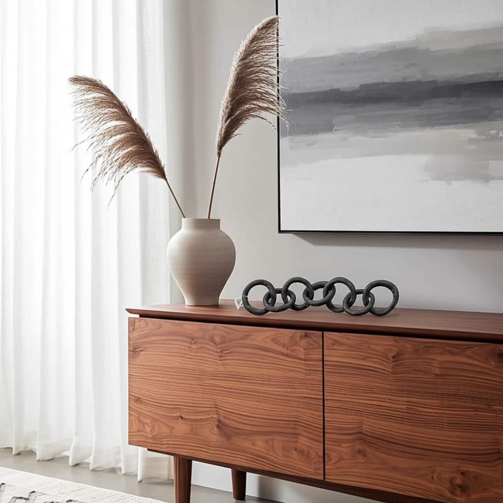 Metal Object Linked Rings Sculpture Interlocking Circular Chain Design