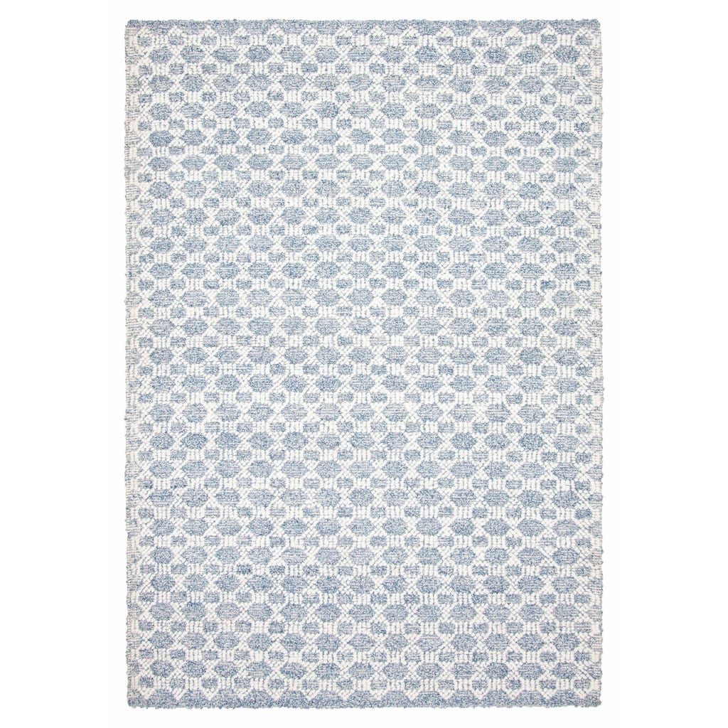ECARPETGALLERY Braid weave Sienna Blue Wool Rug - 5'5 x 7'9