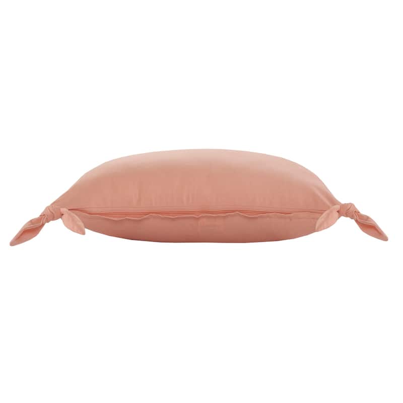 Sevita Solid Pink Corner Tie Throw Pillow