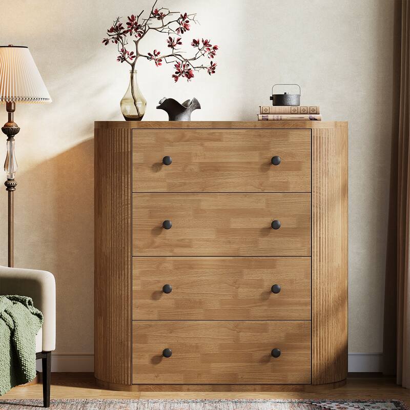 4-Drawer Wood Chest, Storage Cabinet Organizer for Bedroom, Living Room, Entryway - Brown