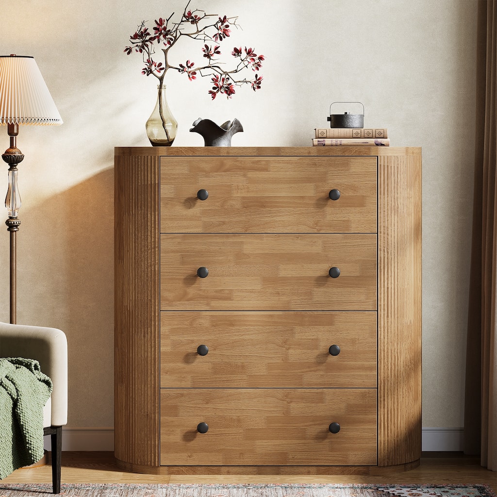 4-Drawer Wood Chest, Storage Cabinet Organizer for Bedroom, Living Room, Entryway