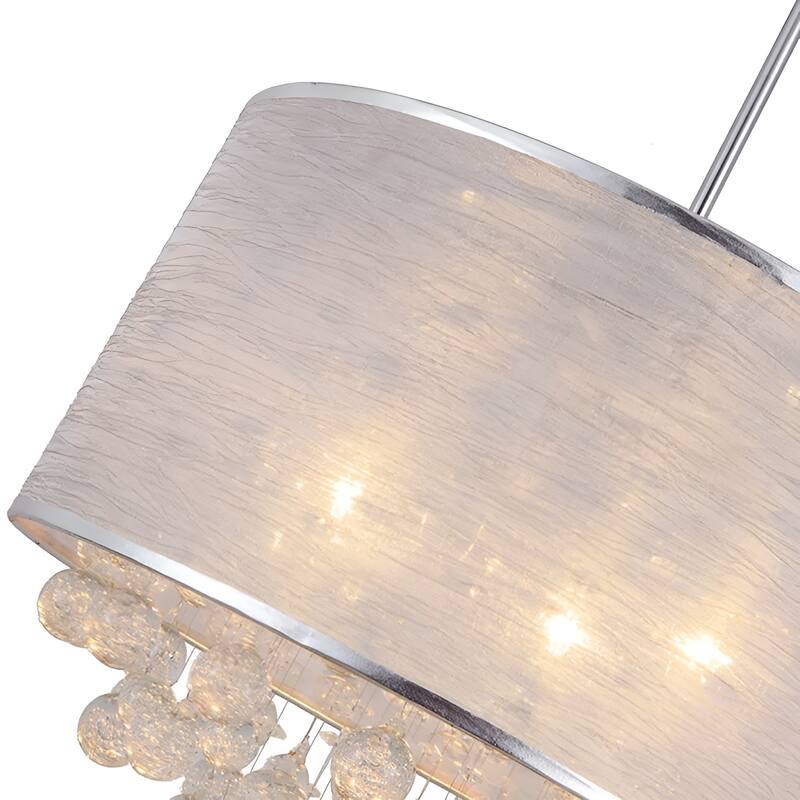 20 Inches 4 - Light Drum Chandelier with Bubble Crystal Accents Luxury Chic Pendant Lamp - N/A