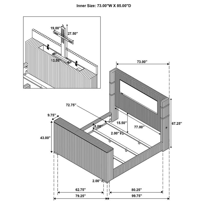 Tisdall Flame Visualizer Wingback TV Bed Black