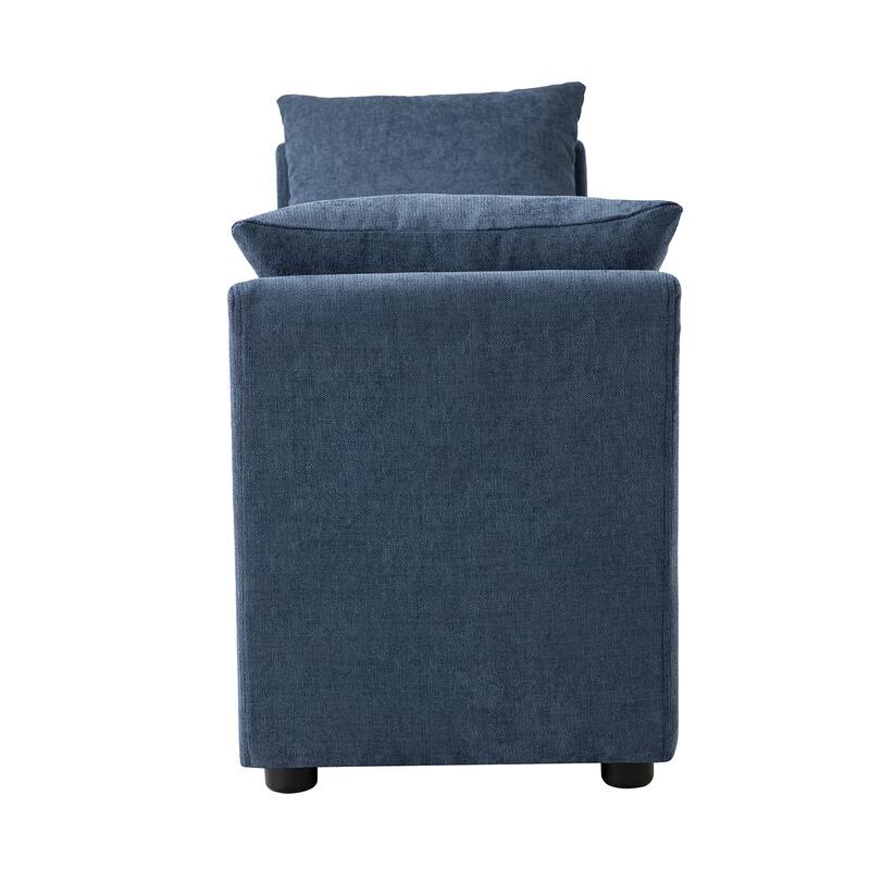 Franco Modern Upholstered Storage Bench with Two Throw Pillows and Thick Padded Cushion