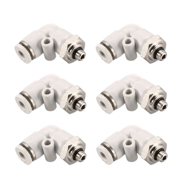 Pneumatic Push to Connect Tube Fitting Male Elbow 4mm Tube OD x M5 Thread 6Pcs