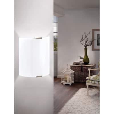 Eglo Grafik 8-inch Silver LED Wall Light with White Glass