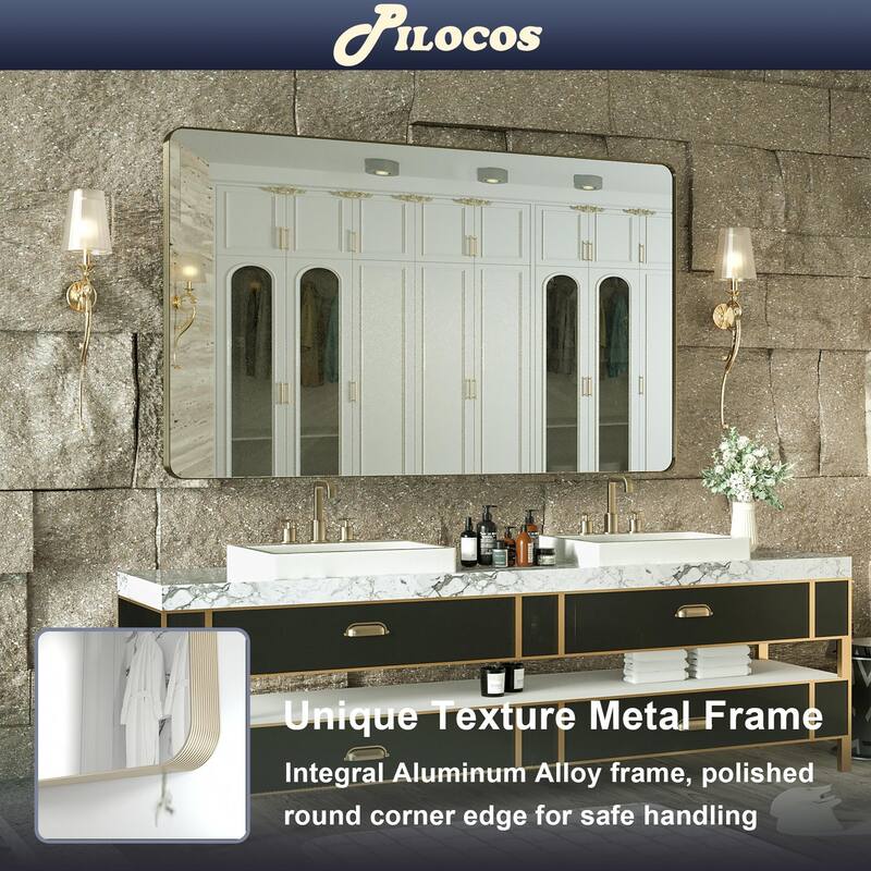 Rectangle Bathroom Mirror for Vanity Wall Mounted Vertical Horizontal Makeup Mirror
