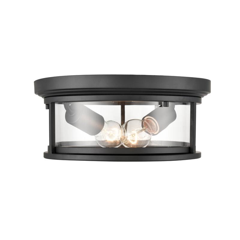Bresley 2-Light Outdoor Flush Mount Powder Coated Black