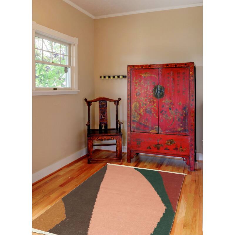 ECARPETGALLERY Flat-Weave Ankara FW Salmon Wool Kilim - 4'0 x 5'9