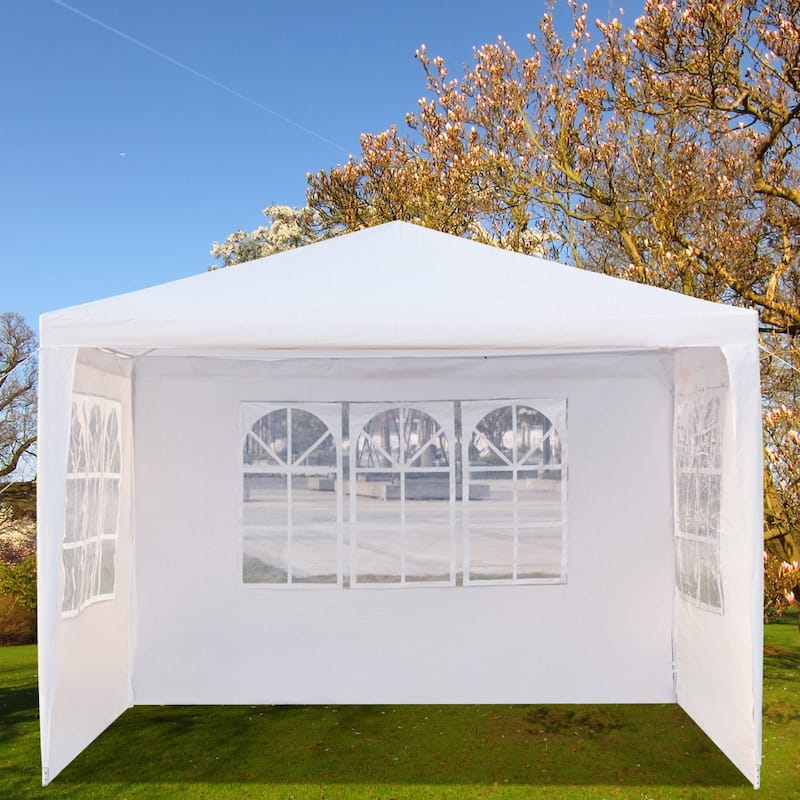Outdoor Canopy Three Sides Waterproof Tent with Spiral Tubes White