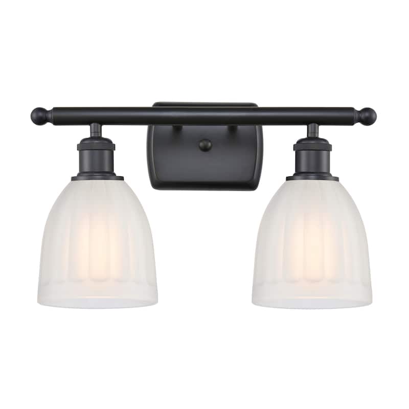 Innovations Lighting Brookfield 2 Light 16" Wide Bathroom Vanity Light - Matte Black / White